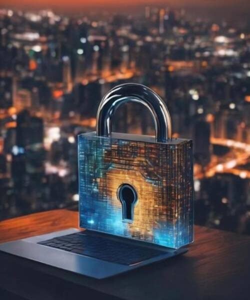 hacker-using-abstract-padlock-social-network-interface-blurry-night-city